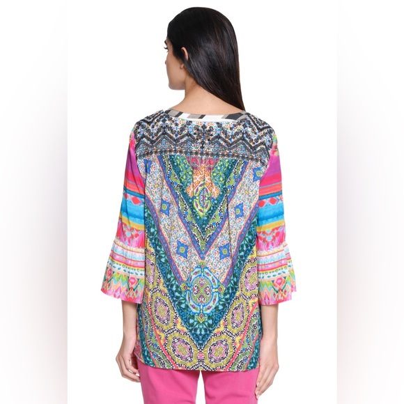 John Mark Embroidered Print Top Floral Multi Size L - Picture 2 of 9